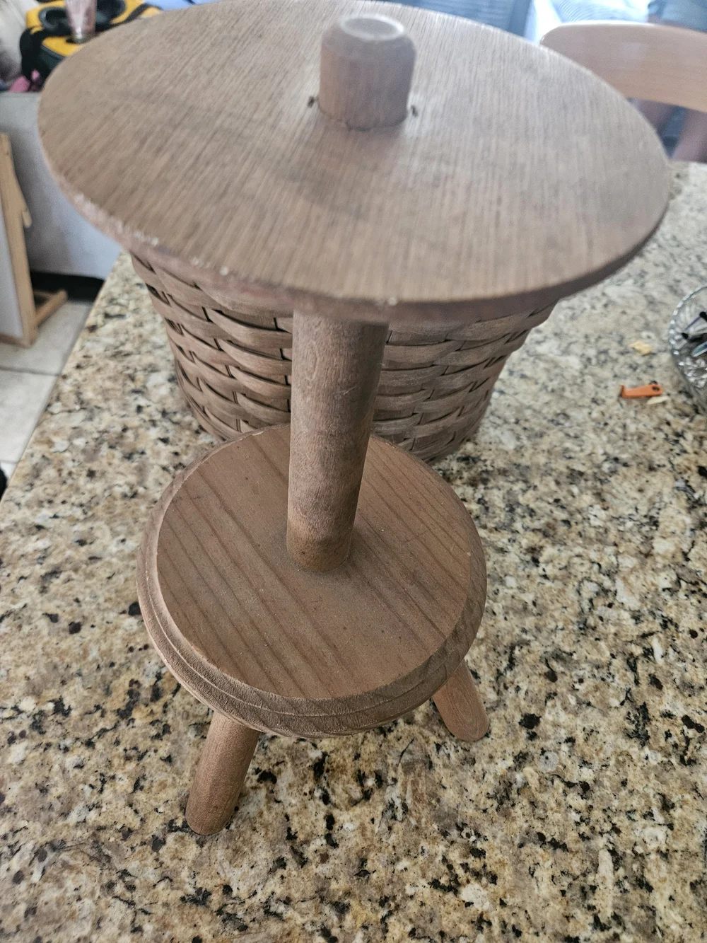 Longaberger Brown Woven Basket Pedestal Accent